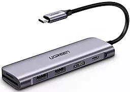 Мультипортовый USB Type-C хаб Ugreen 6-in-1 gray (70411) - фото Мультипортовый USB Type-C хаб Ugreen 6-in-1 gray (70411)