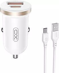 Автомобильное зарядное устройство XO CC56 30w PD USB-C/USB-A ports car charger + USB-C cable white - фото Автомобильное зарядное устройство XO CC56 30w PD USB-C/USB-A ports car charger + USB-C cable white