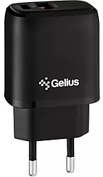 Мережевий зарядний пристрій з швидкою зарядкою Gelius Pro X-Duo 20w PD/QC3.0 USB-C/USB-A ports fast charger black (GP-HC014)