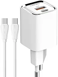 Сетевое зарядное устройство LDNio A2317C 30w PD USB-C/USB-A ports charger + USB-C to USB-C cable white - фото Сетевое зарядное устройство LDNio A2317C 30w PD USB-C/USB-A ports charger + USB-C to USB-C cable white