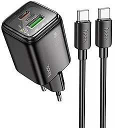 Мережевий зарядний пристрій Hoco N53 30w PD/QC USB-C/USB-A ports fast charger + USB-C to USB-C cable black - фото Мережевий зарядний пристрій Hoco N53 30w PD/QC USB-C/USB-A ports fast charger + USB-C to USB-C cable black