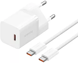 Сетевое зарядное устройство Baseus GaN5 Mini 30w PD USB-C ports charger + USB-C to USB-C cable white (P10110902213-00) - фото Сетевое зарядное устройство Baseus GaN5 Mini 30w PD USB-C ports charger + USB-C to USB-C cable white (P10110902213-00)
