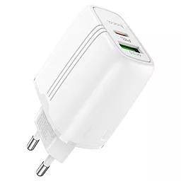 Сетевое зарядное устройство Hoco N11 20w PD USB-C/USB-A ports charger white - фото Сетевое зарядное устройство Hoco N11 20w PD USB-C/USB-A ports charger white