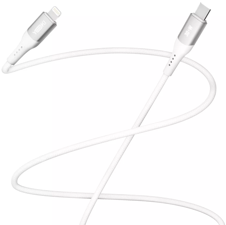 Кабель Yoki YK-SO15 SOLID USB Type-C - Lightning 30w 3a 1.2м PD сable White - фото 5