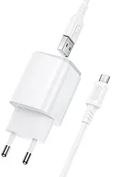 Сетевое зарядное устройство Borofone BAS81A 2.1a 2xUSB-A ports charger + microUSB cable White - фото Сетевое зарядное устройство Borofone BAS81A 2.1a 2xUSB-A ports charger + microUSB cable White