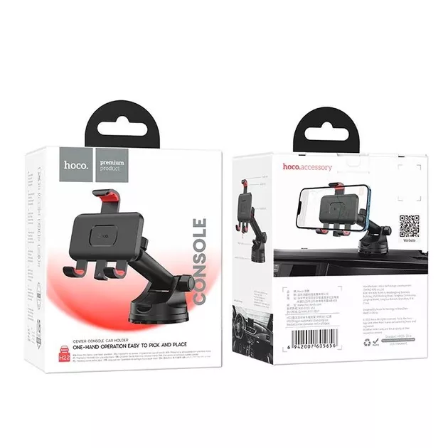 Тримач Hoco H22 Dragon automatic clamping car holder (center console) Black - фото 9
