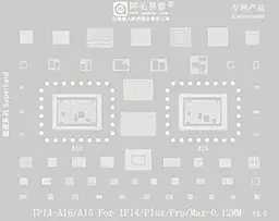 BGA трафарет Amaoe Apple iPhone 14 0.12мм V2.0 - фото BGA трафарет Amaoe Apple iPhone 14 0.12мм V2.0