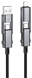 Универсальный кабель Borofone BU55 4-in-1 USB-A/Type-C to Type-C/Lightning 60w 3a 1.2м PD cable Black