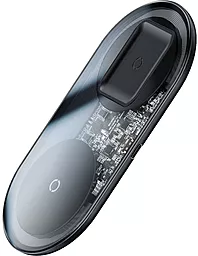Бездротовий (індукційний) зарядний пристрій швидкої QI зарядки Baseus Simple 2in1 Wireless Charger Pro Edition Transparent Black (WXJK-CA02) - мініатюра 2