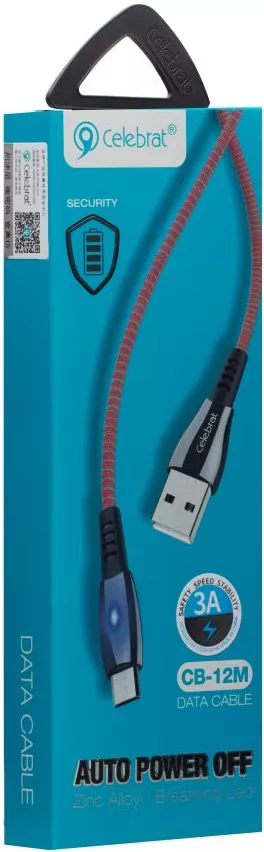 Кабель Celebrat CB-12M USB-A - micro USB 15w 3a 1м cable Red - фото 2