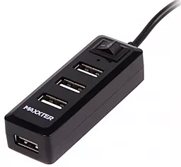 USB-A хаб Maxxter 4-in-1 black (HU2A-4P-AC-03) - фото USB-A хаб Maxxter 4-in-1 black (HU2A-4P-AC-03)