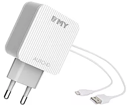 Мережевий зарядний пристрій EMY 15.5w 3xUSB-A ports charger + Lightning cable white (YT-KMY-A303-M)