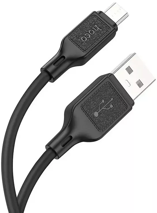 Кабель Hoco X90 Cool Silicone USB-A - micro USB 12w 2.4a 1м cable Black - фото 2