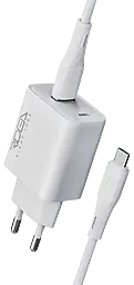 Сетевое зарядное устройство Ridea RW-18121 Rapid 18w QC3.0 USB-A home charger + USB-C cable white - фото Сетевое зарядное устройство Ridea RW-18121 Rapid 18w QC3.0 USB-A home charger + USB-C cable white