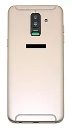 Задняя крышка корпуса Samsung Galaxy A6 Plus Dual (2018) A605 со стеклом камеры Original Gold - фото Задняя крышка корпуса Samsung Galaxy A6 Plus Dual (2018) A605 со стеклом камеры Original Gold