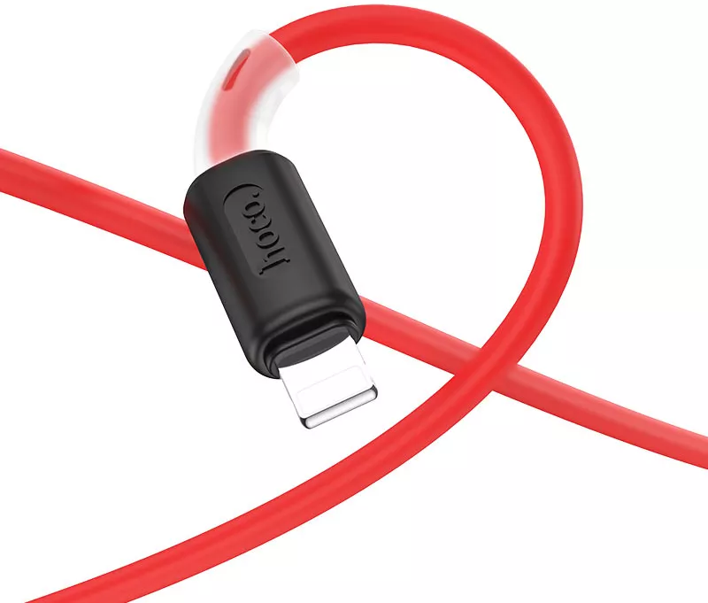 Кабель Hoco X48 Soft Silicone USB-A - Lightning 12w 2.4a 1м cable Red - фото 2