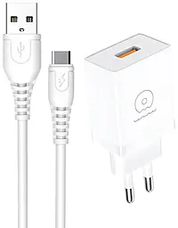 Сетевое зарядное устройство WUW T66 15w USB-A port charger + USB-A to USB-C cable White - фото Сетевое зарядное устройство WUW T66 15w USB-A port charger + USB-A to USB-C cable White