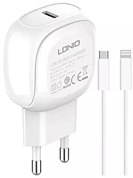 Сетевое зарядное устройство LDNio A1206C 27w PD USB-C home charger + USB-С to Lightning cable white - фото Сетевое зарядное устройство LDNio A1206C 27w PD USB-C home charger + USB-С to Lightning cable white