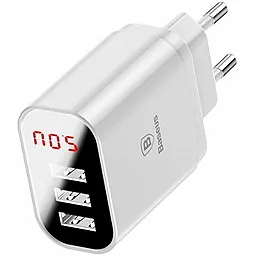 Сетевое зарядное устройство Baseus Mirror Lake Intelligent 17w 3xUSB-A ports charger white (CCALL-BH02) - фото Сетевое зарядное устройство Baseus Mirror Lake Intelligent 17w 3xUSB-A ports charger white (CCALL-BH02)
