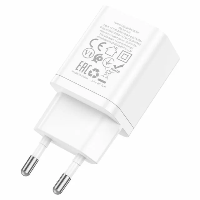 Сетевое зарядное устройство Hoco N25 2.1a 2xUSB-A ports charger white - фото 2