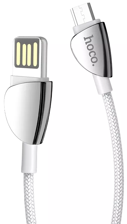 Кабель Hoco U62 Simple USB-A - micro USB 12w 2.4a 1.2м cable Silver - фото 1