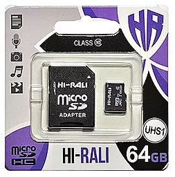 Карта памяти Hi-Rali microSDXC 64GB Class 10 UHS-I U1 + SD-адаптер (HI-64GBSDCL10-01)