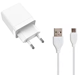 Мережевий зарядний пристрій XO L35D 2.1A 2xUSB-A ports + USB-C cable white