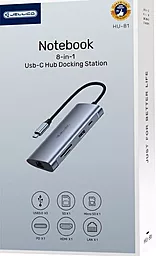 Мультипортовый USB Type-C хаб Jellico HU-81 8-in-1 grey (RL073929) - миниатюра 3