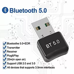 Bluetooth адаптер EasyLife Mini USB Bluetooth 5.0 Black - миниатюра 2