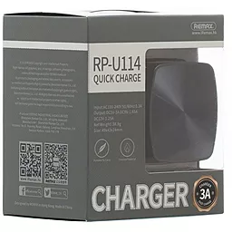 Мережевий зарядний пристрій з швидкою зарядкою Remax Quick Charger 3A Black (RP-U114) - мініатюра 3