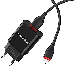 Сетевое зарядное устройство Borofone BA20A Sharp 2.1a home charger + Lightning cable black - миниатюра 3 Сетевое зарядное устройство Borofone BA20A Sharp 2.1a home charger + Lightning cable black - миниатюра 3