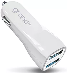 Автомобильное зарядное устройство Grand Dual USB Car Charger 2.1A\1A White