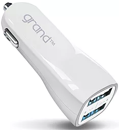 Автомобильное зарядное устройство Grand 2.1a 2xUSB-A car charger white - фото Автомобильное зарядное устройство Grand 2.1a 2xUSB-A car charger white