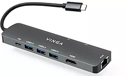 Мультипортовый USB Type-C хаб Vinga 8-in-1 gray (VHYC8) - фото Мультипортовый USB Type-C хаб Vinga 8-in-1 gray (VHYC8)