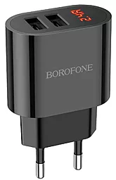 Сетевое зарядное устройство Borofone BA63A Richy 2.4a 2xUSB-A ports charger black - фото Сетевое зарядное устройство Borofone BA63A Richy 2.4a 2xUSB-A ports charger black