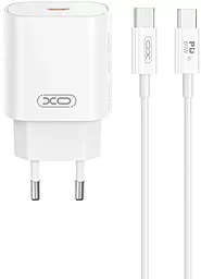 Мережевий зарядний пристрій XO CE25 25w PD USB-C home charger + USB-C to USB-C cable white - фото Мережевий зарядний пристрій XO CE25 25w PD USB-C home charger + USB-C to USB-C cable white