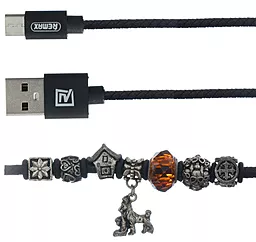 USB Кабель Remax Jewellery 0.5M micro USB Lion Cable Black (RC-058m)