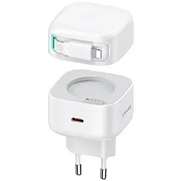 Сетевое зарядное устройство Usams US-CC209 35w GaN PD USB-C fast charger + Lightning cable white - фото Сетевое зарядное устройство Usams US-CC209 35w GaN PD USB-C fast charger + Lightning cable white