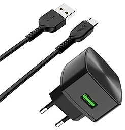 Сетевое зарядное устройство с быстрой зарядкой Hoco C70A 18w QC3.0 home charger + USB-C cable black