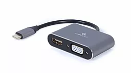 Видео переходник (адаптер) Cablexpert USB Type-C - HDMI/VGA v1.4 4k 30hz 0.15m gray (A-USB3C-HDMIVGA-01)
