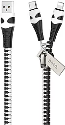 USB Кабель Hoco U97 Zipper Lightning/Type-C Black/White