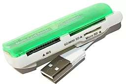 Кардридер Merlion 4в1 MERLION CRD-7GR TF/Micro SD USB2.0 Green (CRD-7GR) OEM