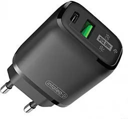 Мережевий зарядний пристрій Intaleo TCGQPD220 20w PD/QC USB-C/USB-A ports fast charger black - мініатюра 2