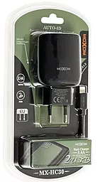 Мережевий зарядний пристрій з швидкою зарядкою MOXOM MX-HC30 Auto-ID 2USB 2.4A + USB Type-C Cable Black - мініатюра 3