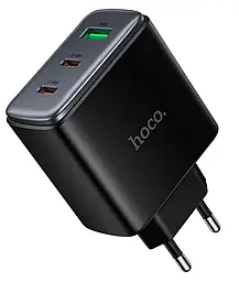 Сетевое зарядное устройство Hoco C160A Upgrade 65w Gan PD/QC 2xUSB-C/USB-A fast charger black - фото Сетевое зарядное устройство Hoco C160A Upgrade 65w Gan PD/QC 2xUSB-C/USB-A fast charger black