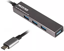 USB Type-C хаб (концентратор) Maxxter USB-C -> 4хUSB3.0 Dark Grey (HU3С-4P-02)