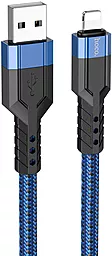 Кабель Hoco U110 USB-A - Lightning 12w 2.4a 1.2м cable Blue - фото Кабель Hoco U110 USB-A - Lightning 12w 2.4a 1.2м cable Blue