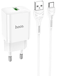 Сетевое зарядное устройство Hoco N26 18w QC3.0 home charger + USB-C cable white - фото Сетевое зарядное устройство Hoco N26 18w QC3.0 home charger + USB-C cable white