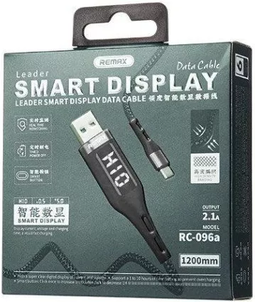 Кабель Remax RC-096a Intelligent Digital Data USB-A - Type-C 10.5w 1.2м cable Black - фото 2