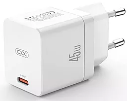 Сетевое зарядное устройство с быстрой зарядкой XO CE09 45w 3a PD/QC + USB-C to lightning cable white - миниатюра 3